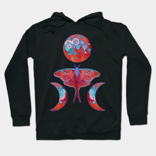 Luna Moth and Triple Moon - Blood Red Hoodie